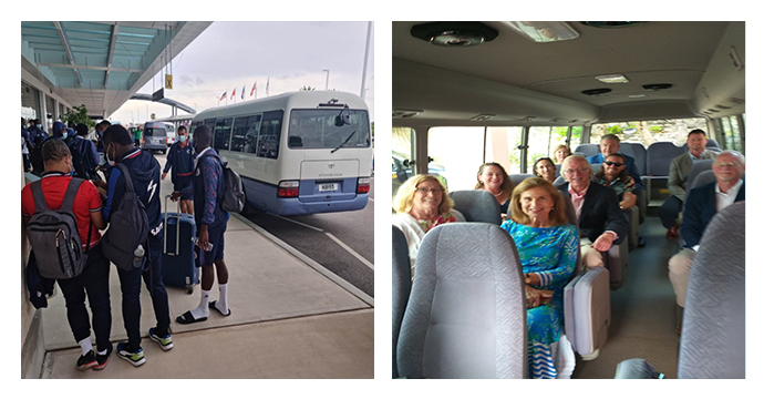 Photo of tour groups on minibuses